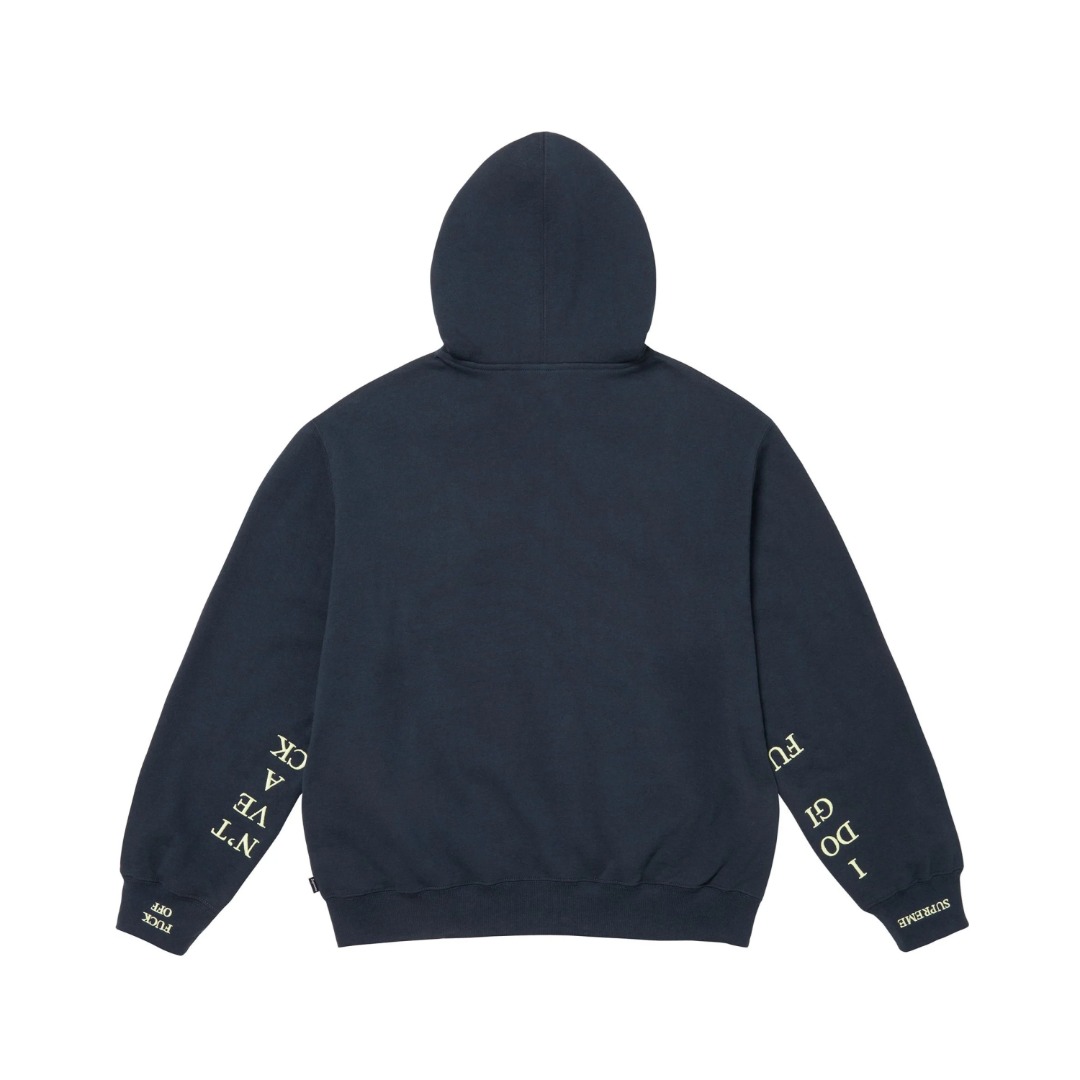 Supreme Idgaf Zip Up Hooded Sweatshirt 'Blue' - FashionPlug