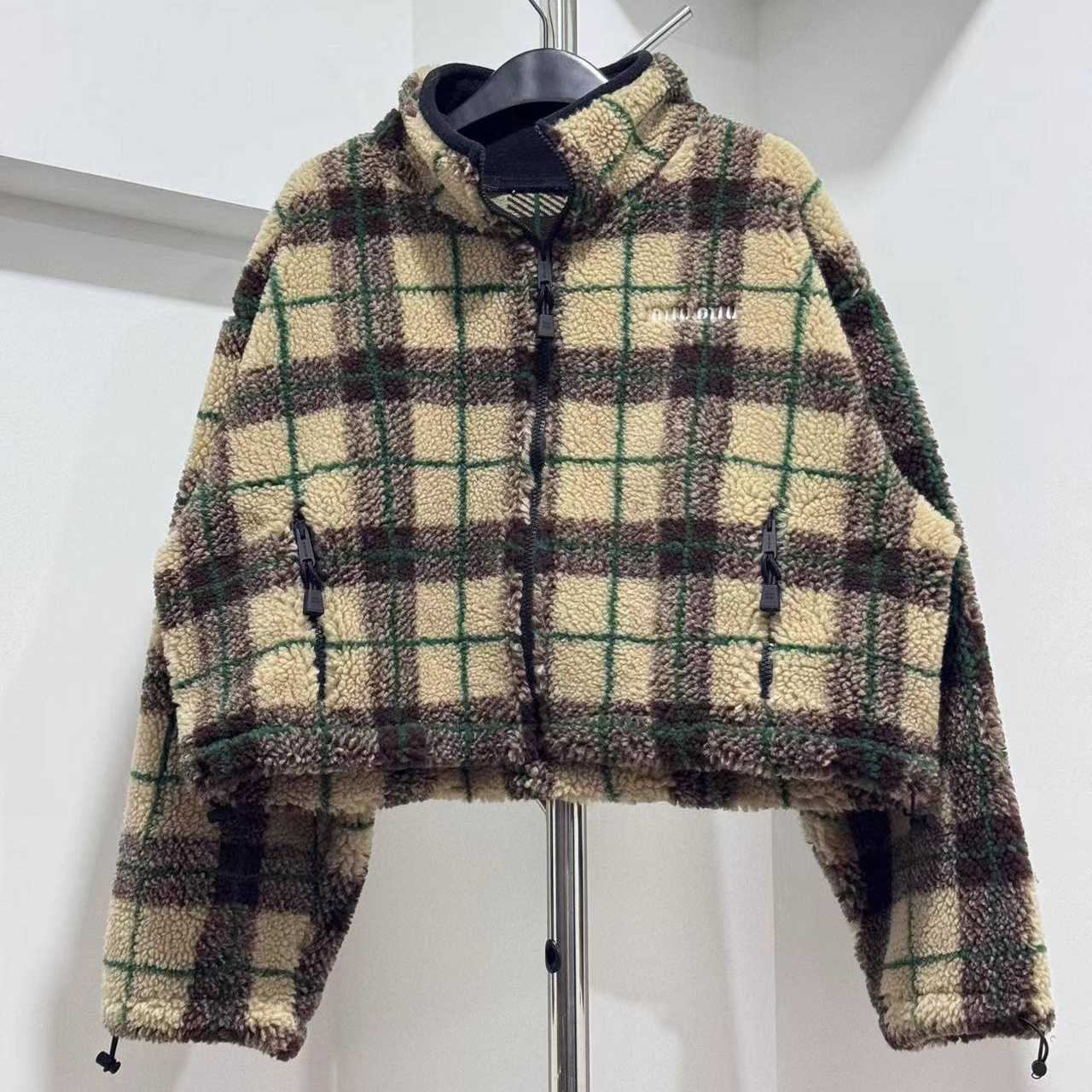 Gucci Checked Teddy Jacket With Zipper - FashionPlug