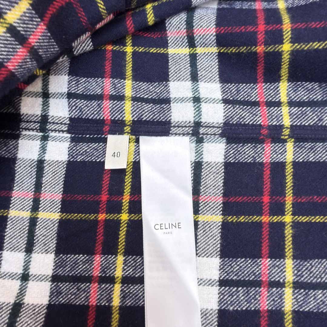 Celine Relaxed Shirt In Brushed Checked Wool - FashionPlug
