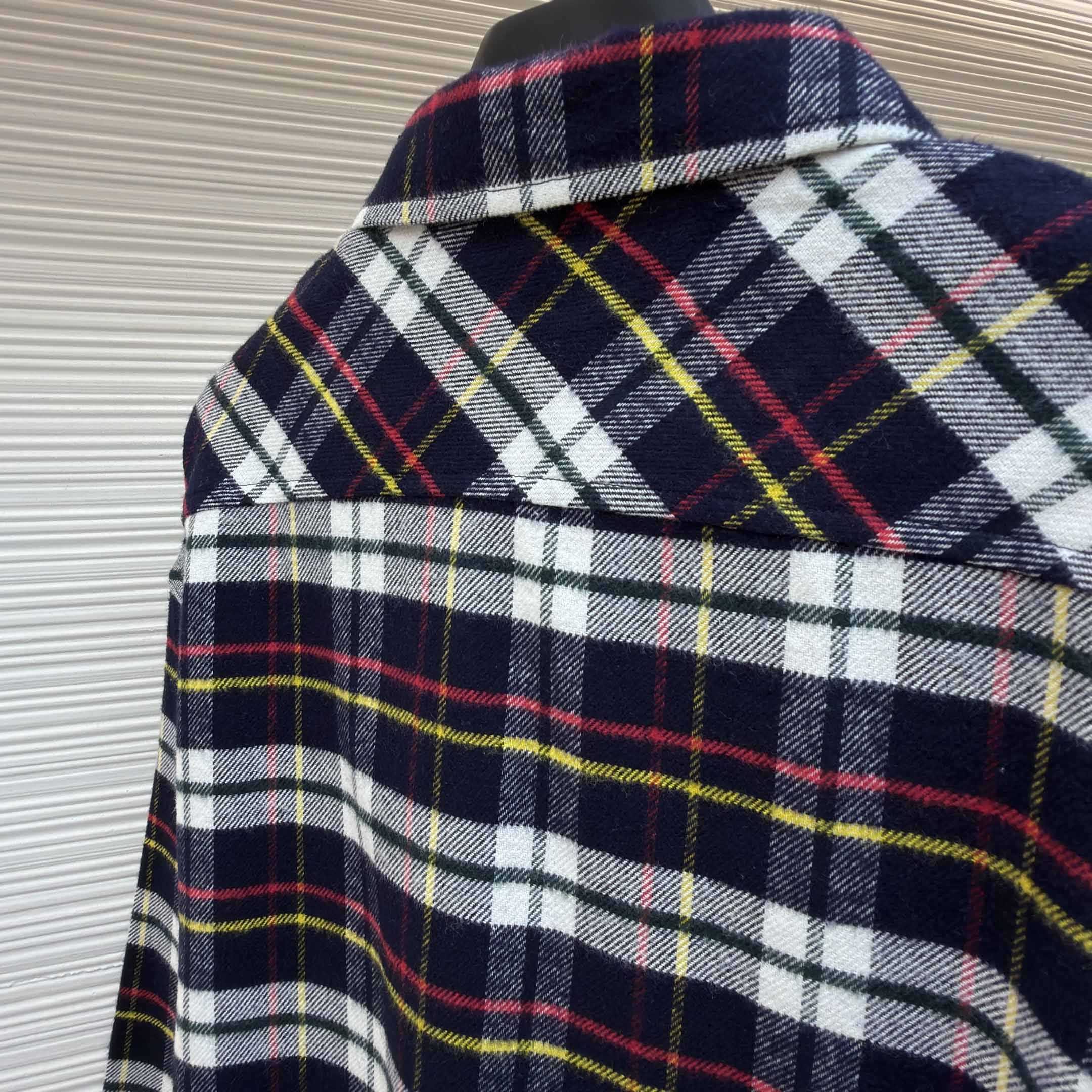 Celine Relaxed Shirt In Brushed Checked Wool - FashionPlug
