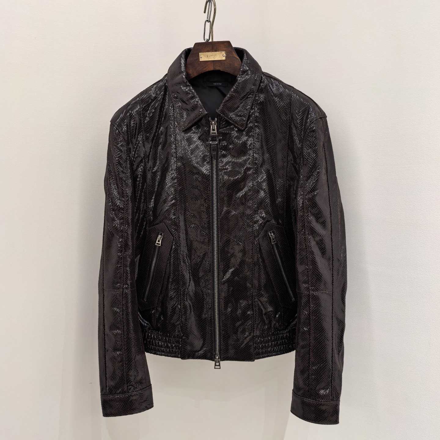 Tom Ford men's Python-effect Leather Jacket - FashionPlug