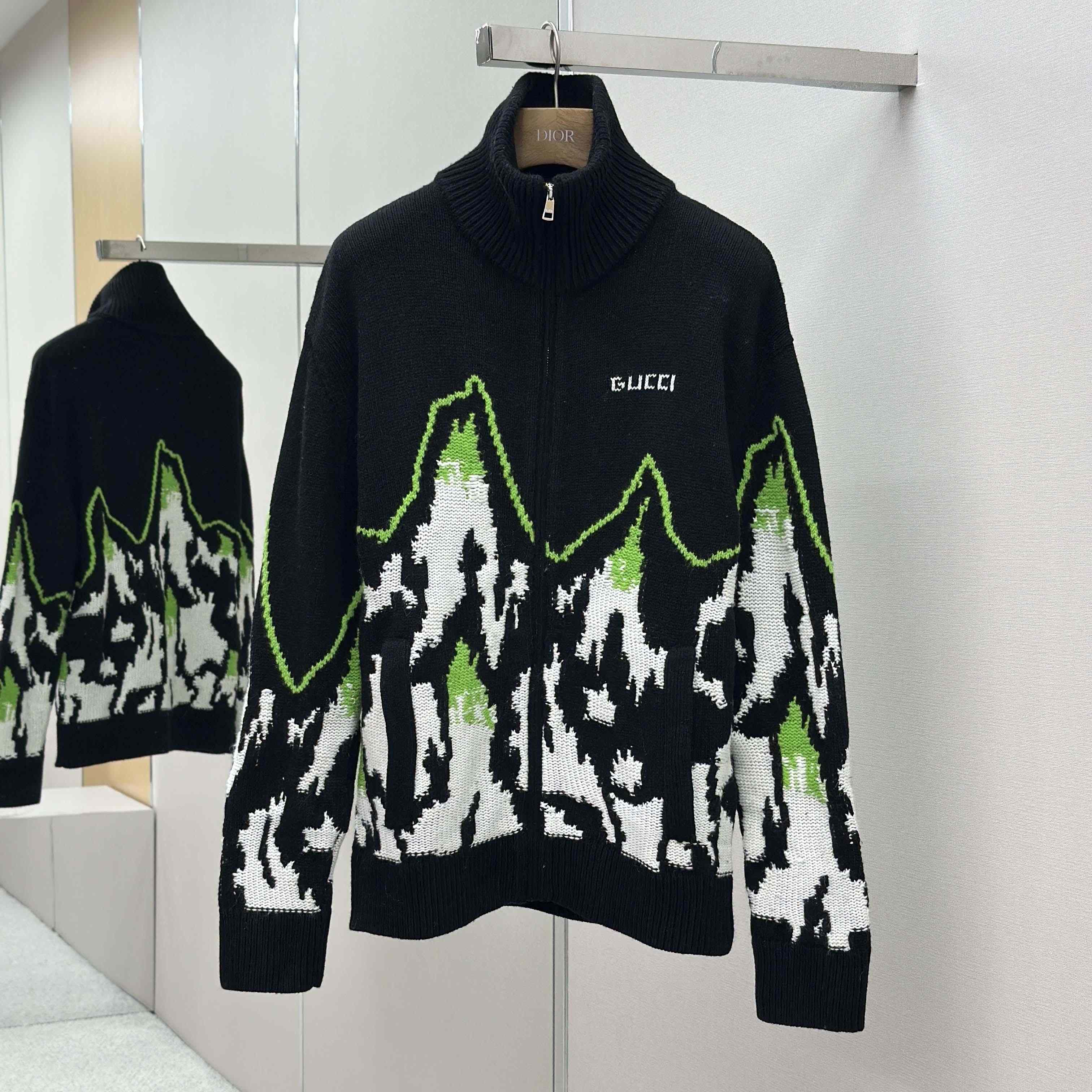 Gucci Wool Jacquard Zip Jacket With Intarsia - FashionPlug