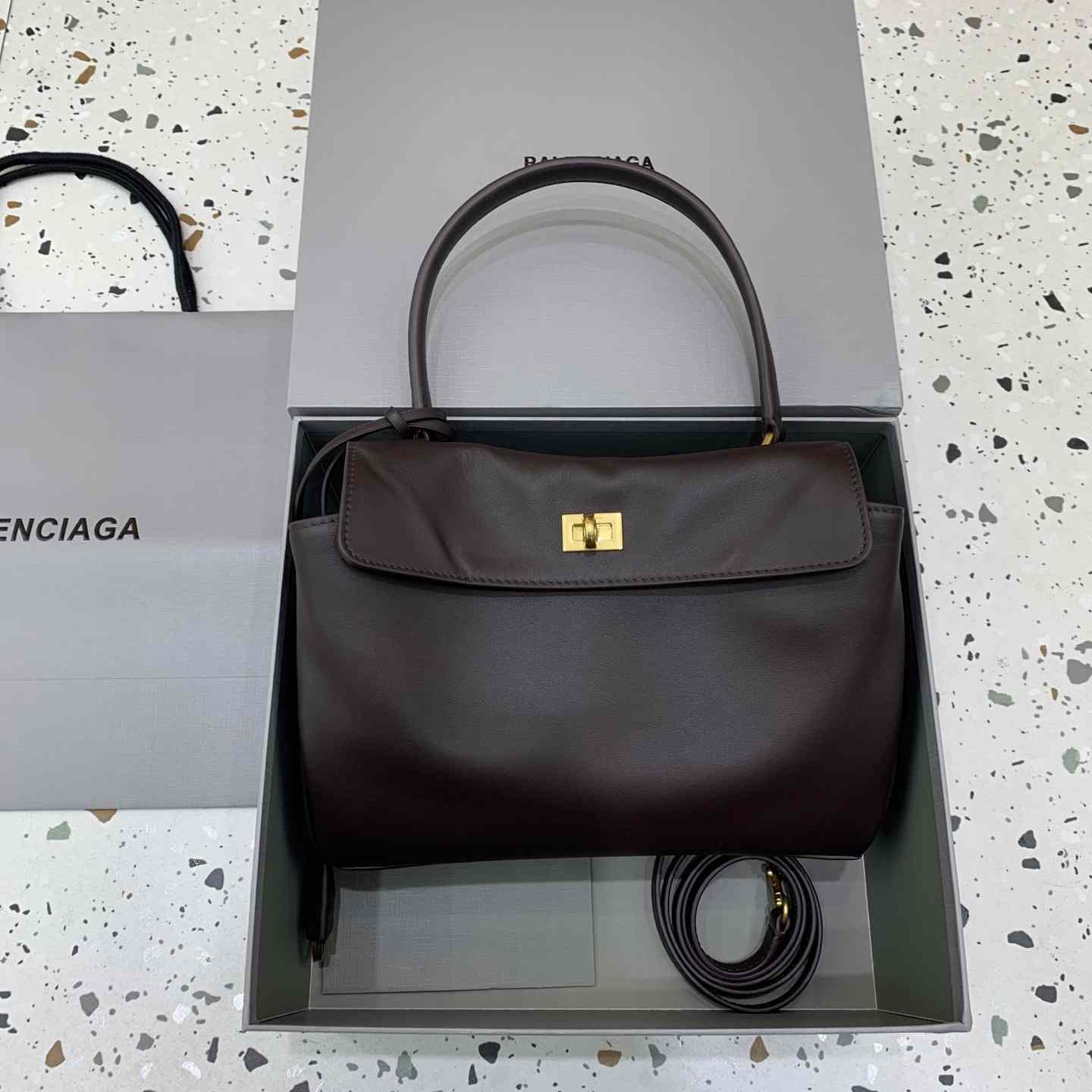 Balenciaga Rodeo Handbag Small In Espresso - FashionPlug