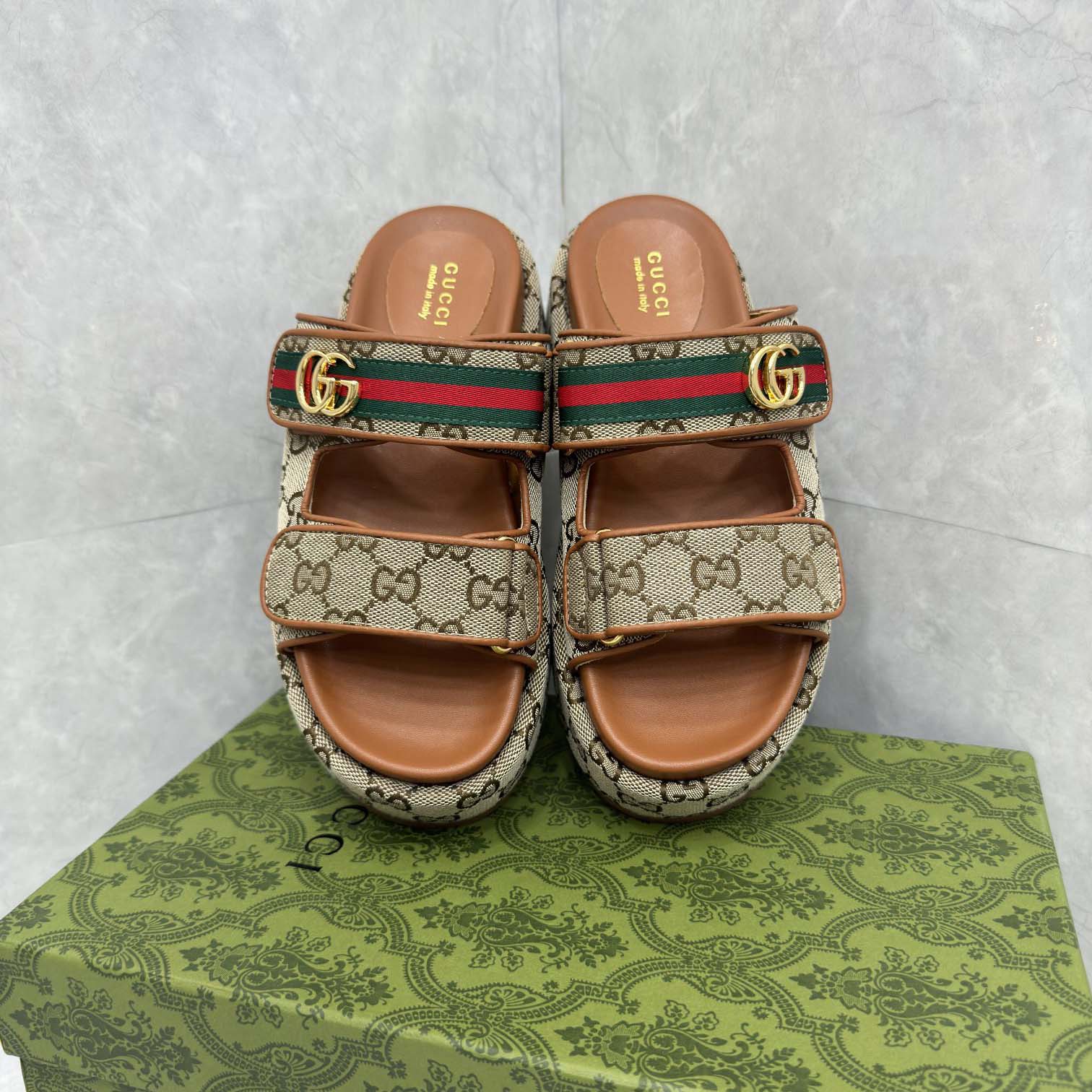 Gucci Platform GG Canvas Slides - FashionPlug
