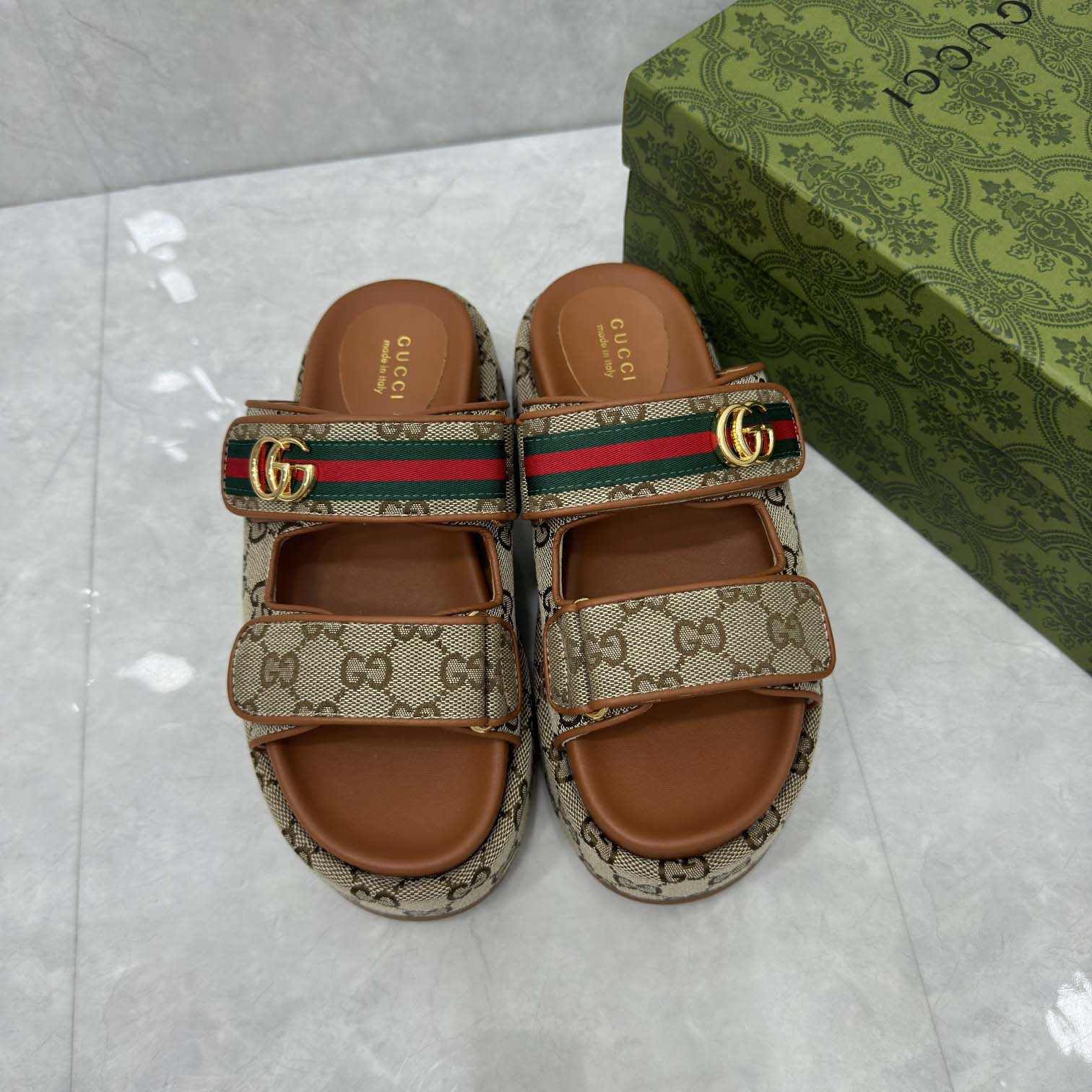 Gucci Platform GG Canvas Slides - FashionPlug