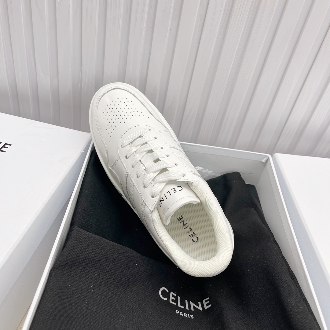 Celine Block Sneakers With Wedge Outsole In Calfskin - FashionPlug