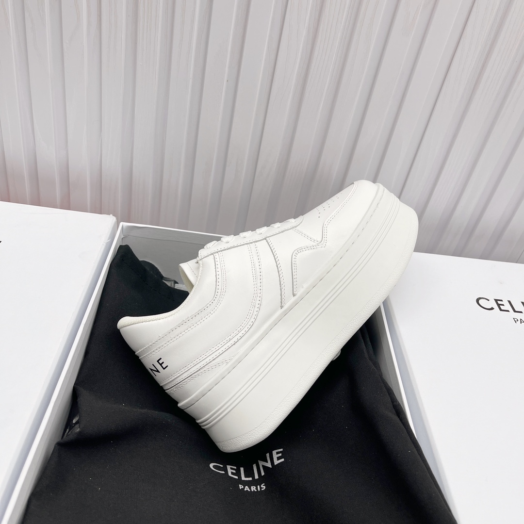 Celine Block Sneakers With Wedge Outsole In Calfskin - FashionPlug