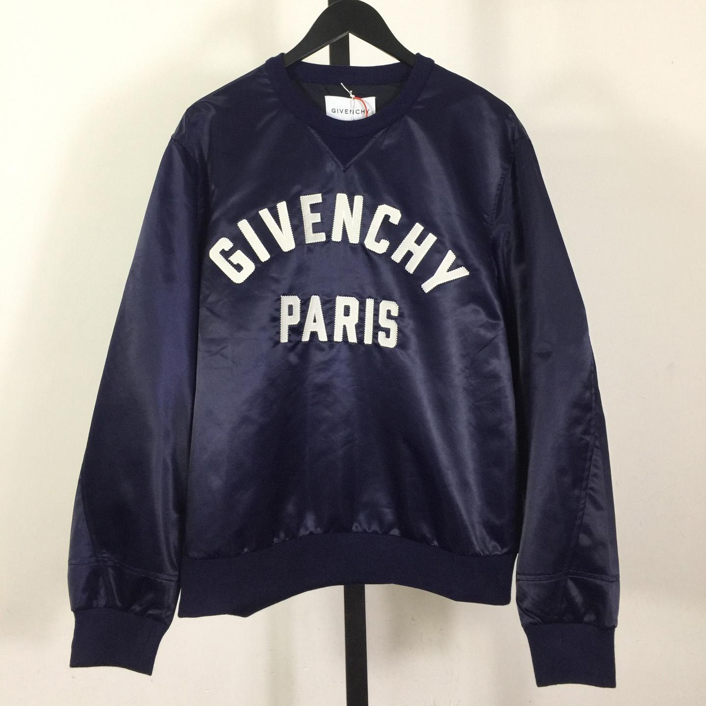 Givenchy Sweatshirt In Satin With GIVENCHY Paris Embroidery - FashionPlug