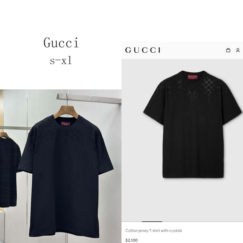Gucci Cotton jersey T-shirt With Crystals - FashionPlug
