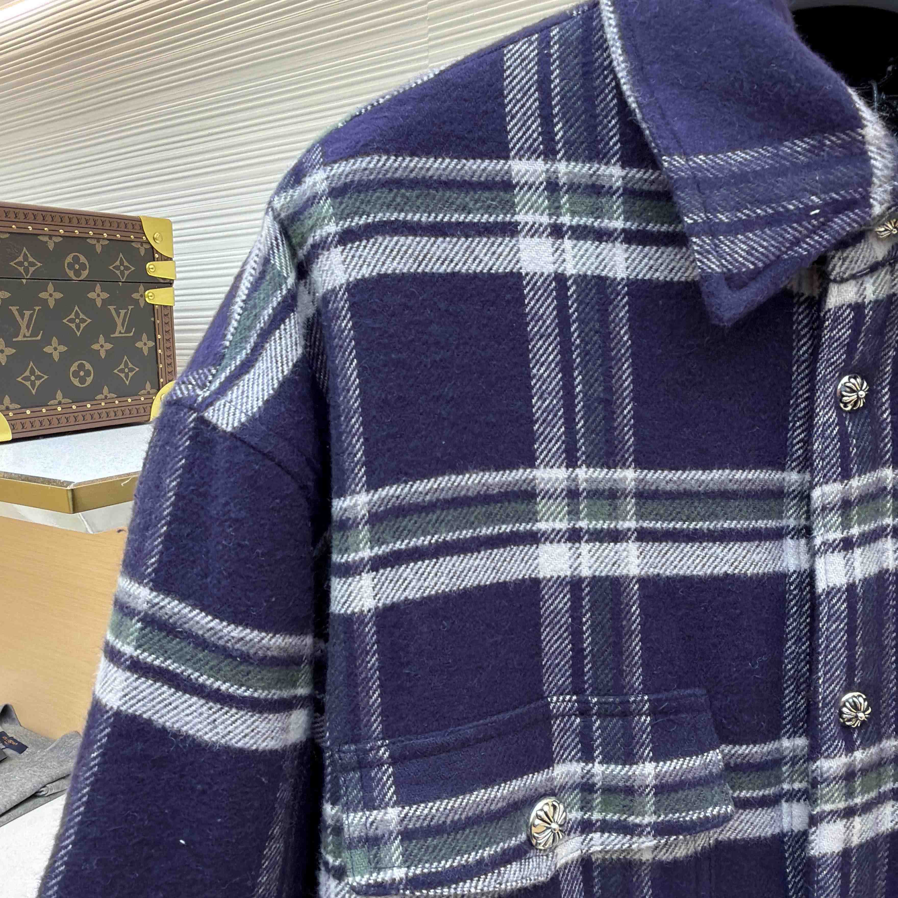 Chrome Hearts Work Dog Pile Lined Flannel Shirt Jacket  - FashionPlug