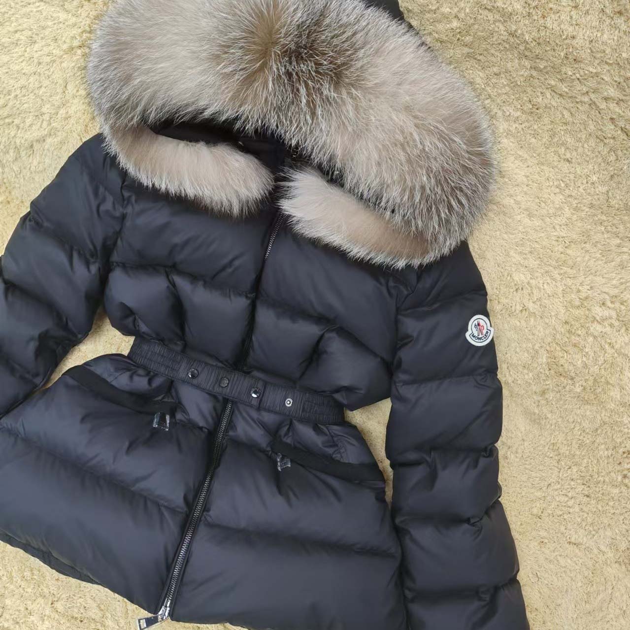 Moncler Boed Hooded Shearling-Trimmed Short Down Jacket - FashionPlug