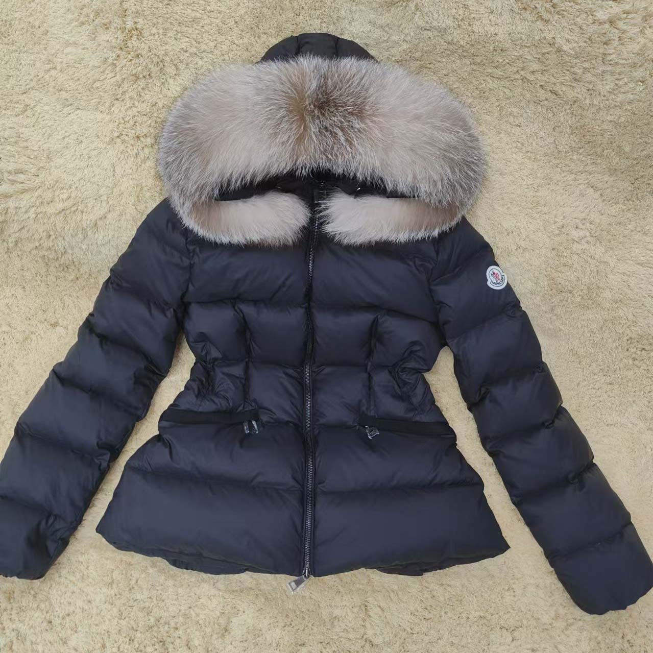 Moncler Boed Hooded Shearling-Trimmed Short Down Jacket - FashionPlug