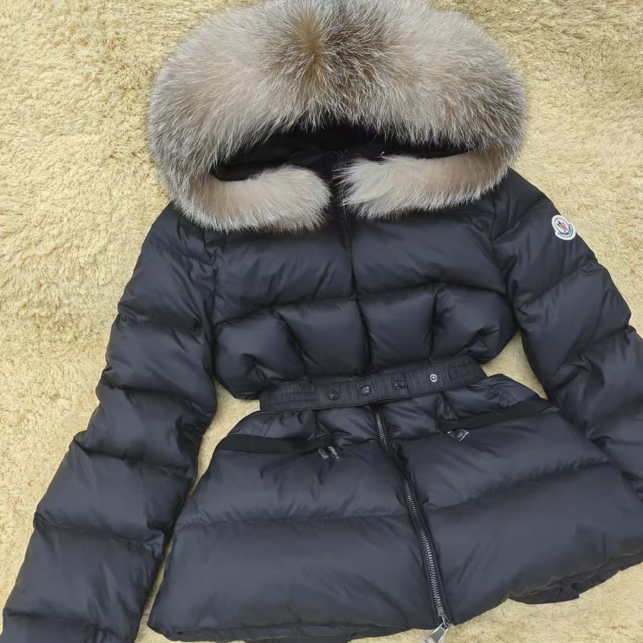 Moncler Boed Hooded Shearling-Trimmed Short Down Jacket - FashionPlug