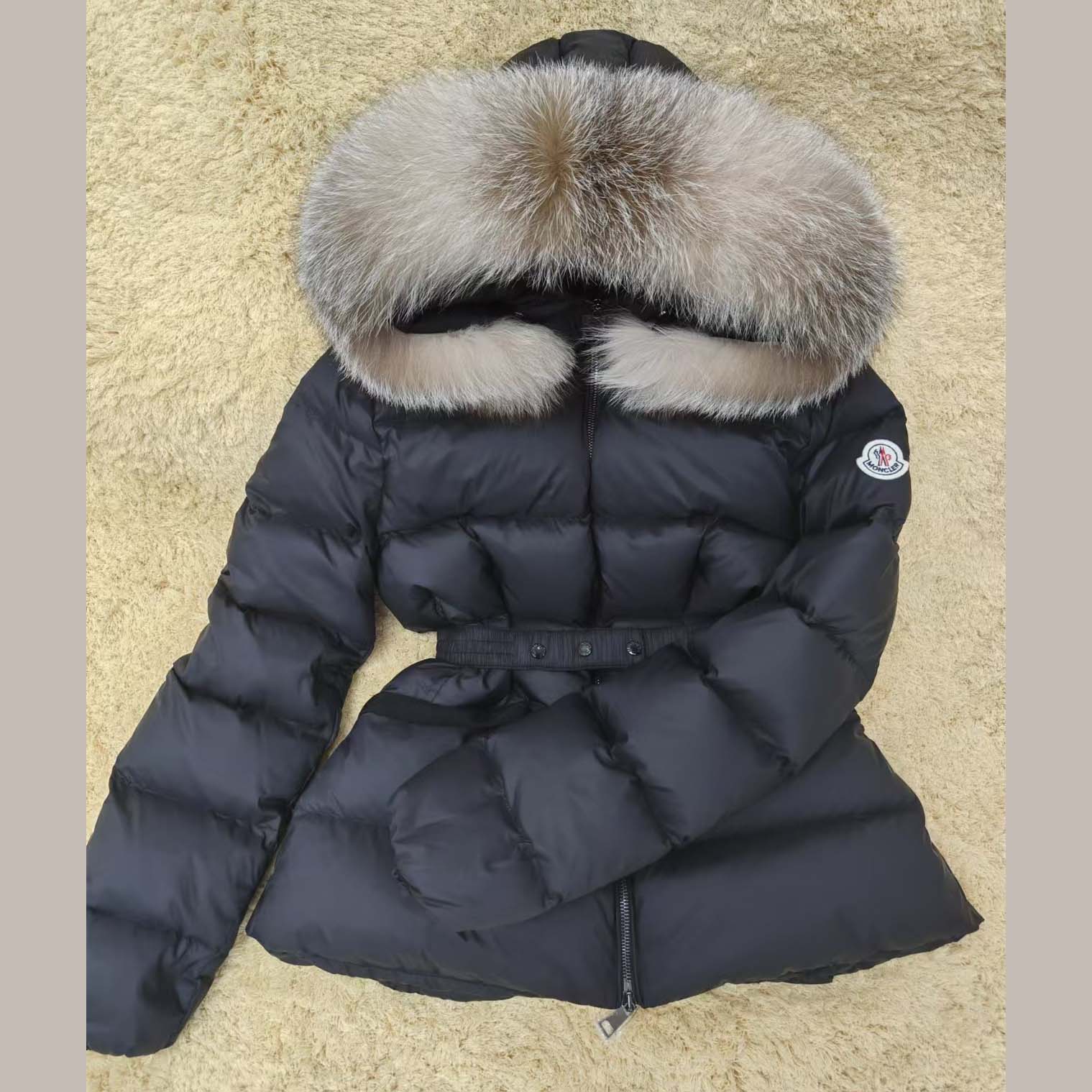 Moncler Boed Hooded Shearling-Trimmed Short Down Jacket - FashionPlug