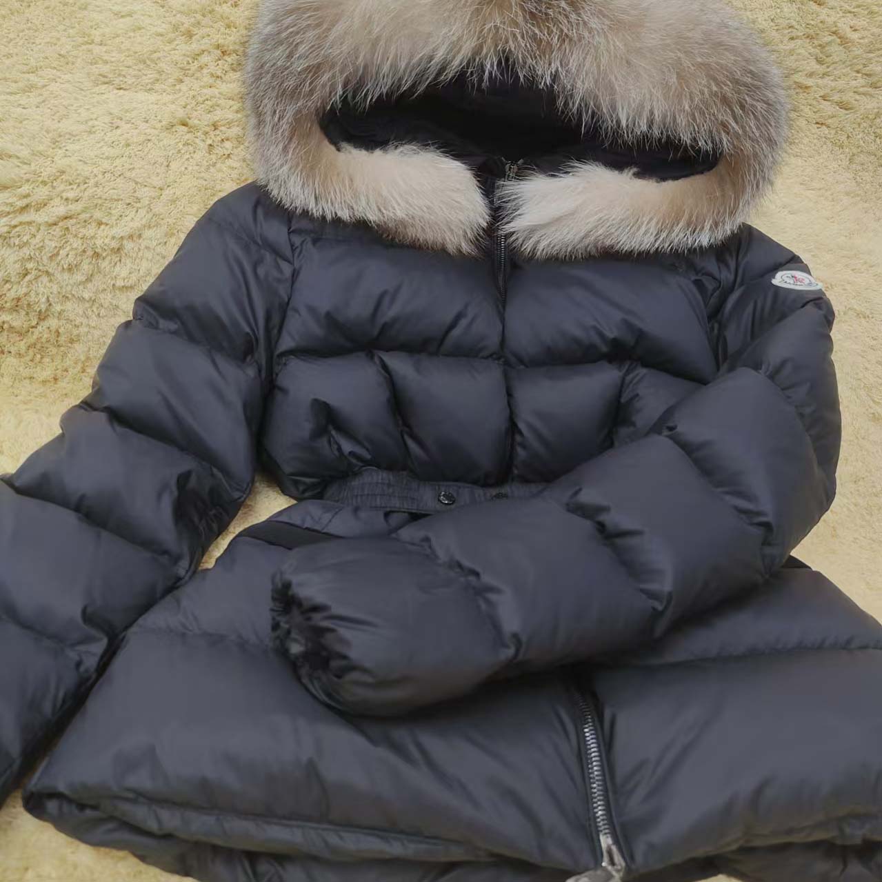 Moncler Boed Hooded Shearling-Trimmed Short Down Jacket - FashionPlug