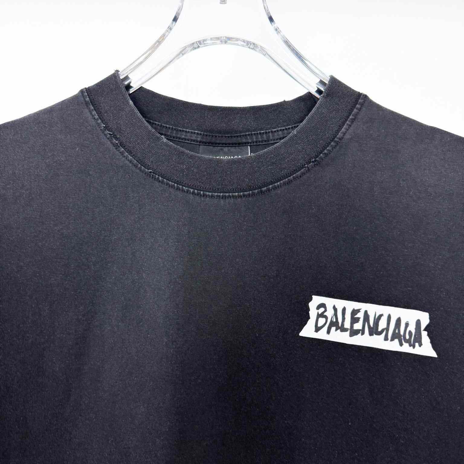 Balenciaga Masking Tape T-Shirt Medium Fit In Faded Black  - FashionPlug