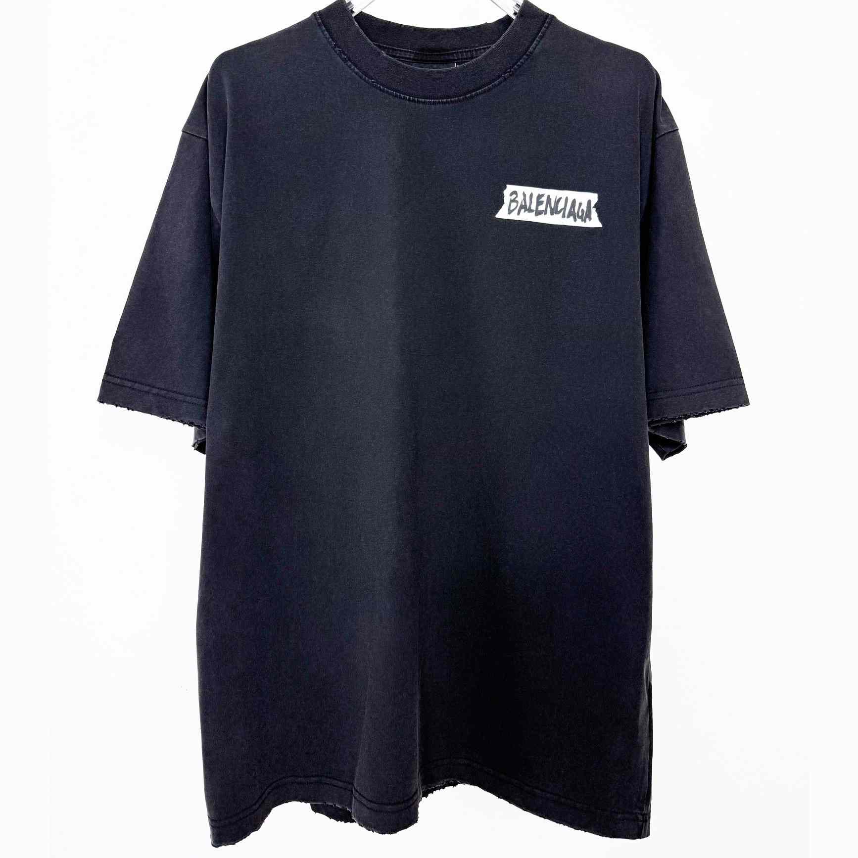 Balenciaga Masking Tape T-Shirt Medium Fit In Faded Black  - FashionPlug