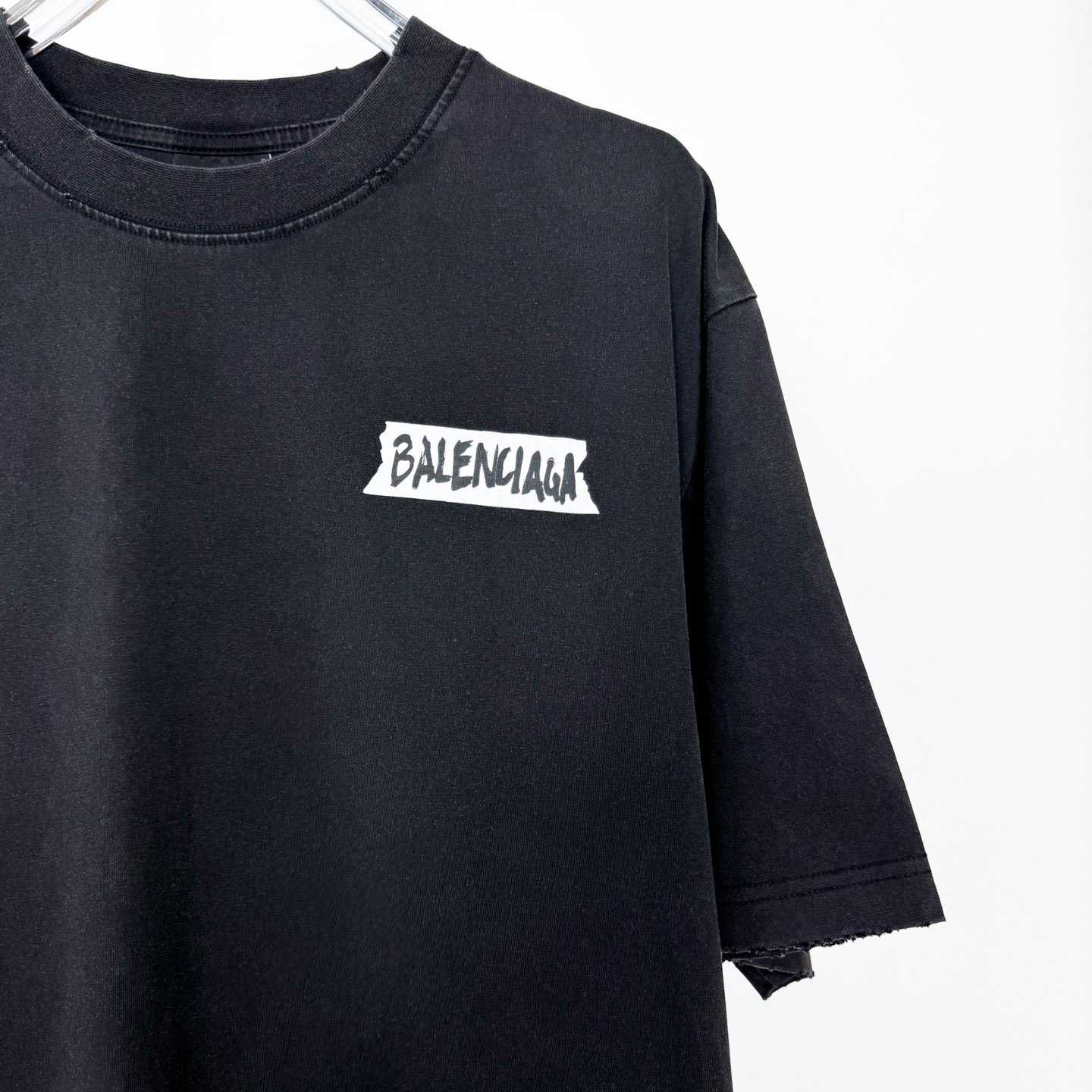 Balenciaga Masking Tape T-Shirt Medium Fit In Faded Black  - FashionPlug