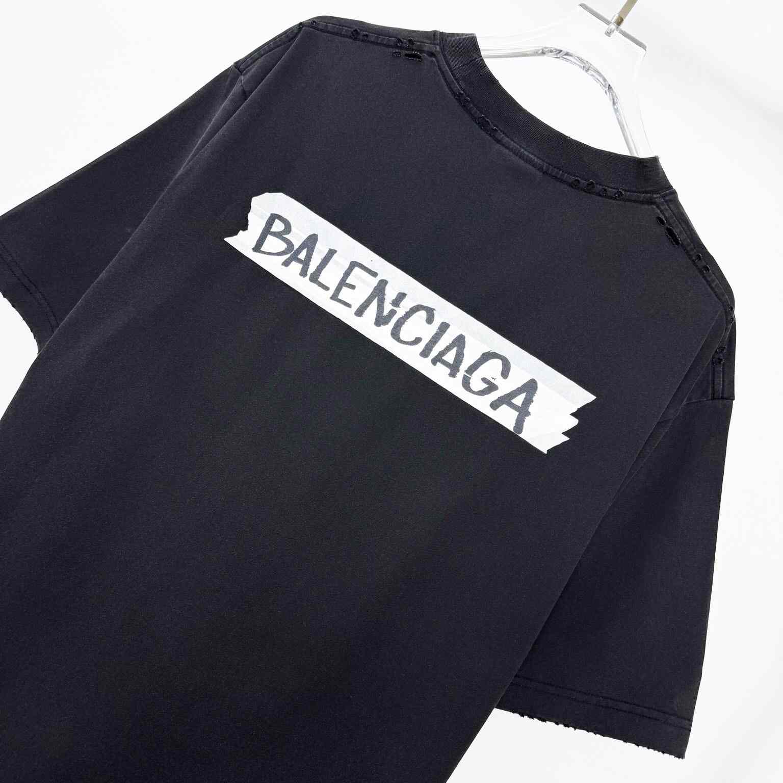 Balenciaga Masking Tape T-Shirt Medium Fit In Faded Black  - FashionPlug