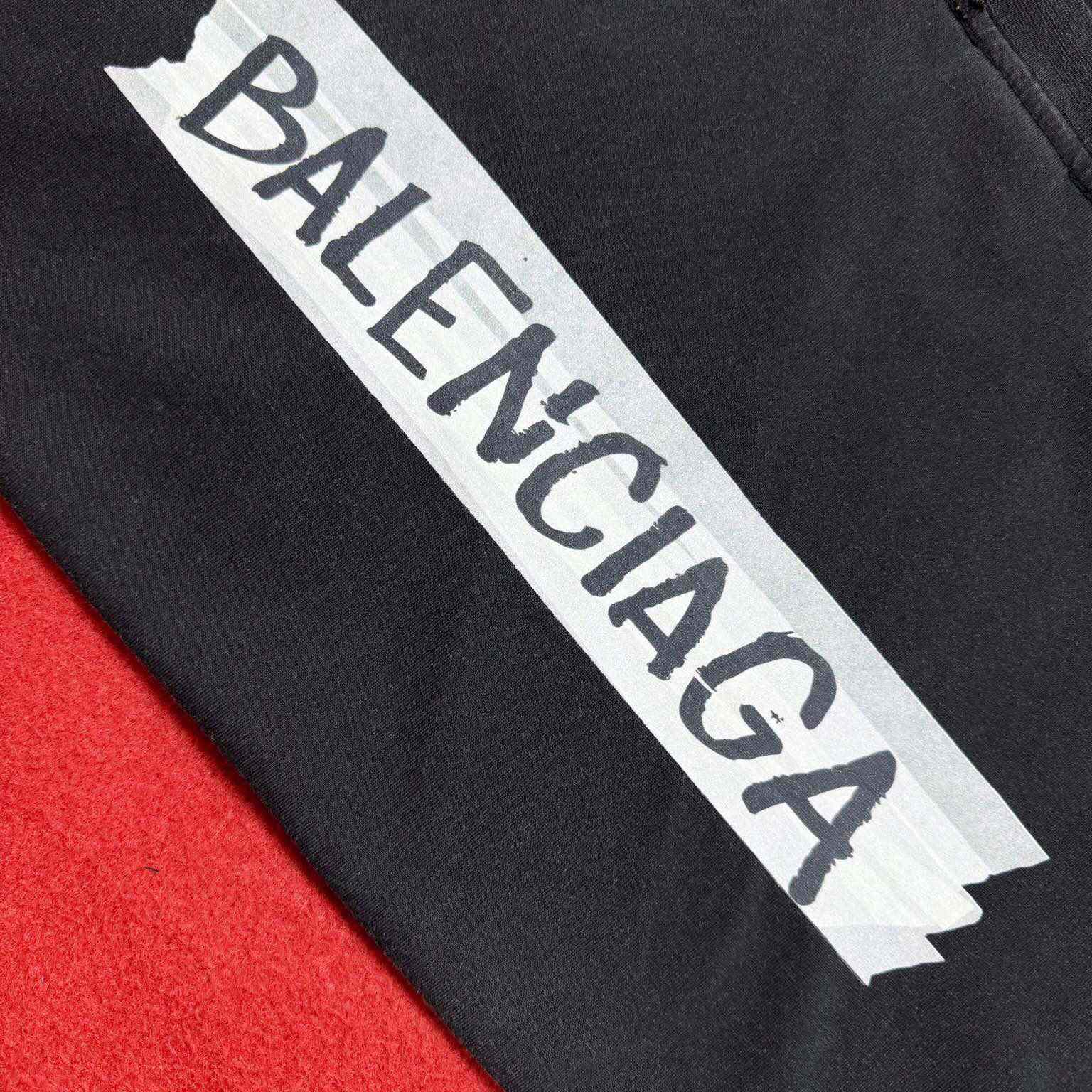 Balenciaga Masking Tape T-Shirt Medium Fit In Faded Black  - FashionPlug