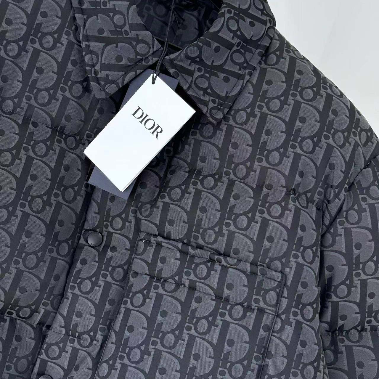 Dior Oblique Down Overshirt Black Cotton-Blend Jacquard - FashionPlug