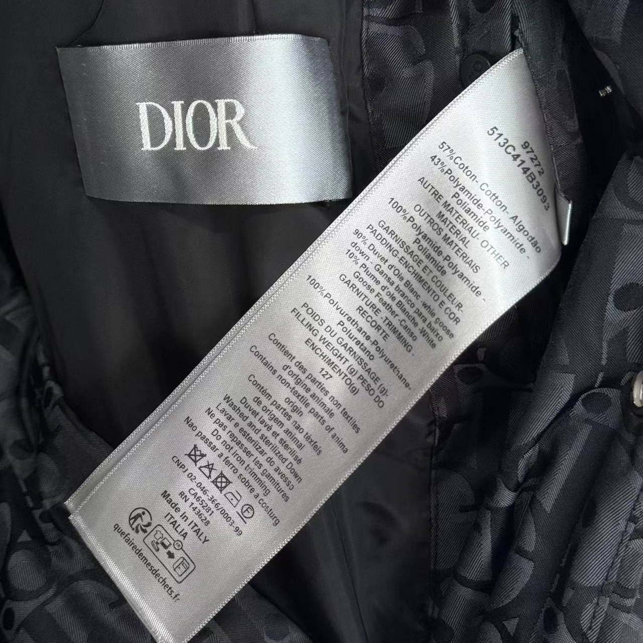 Dior Oblique Down Overshirt Black Cotton-Blend Jacquard - FashionPlug