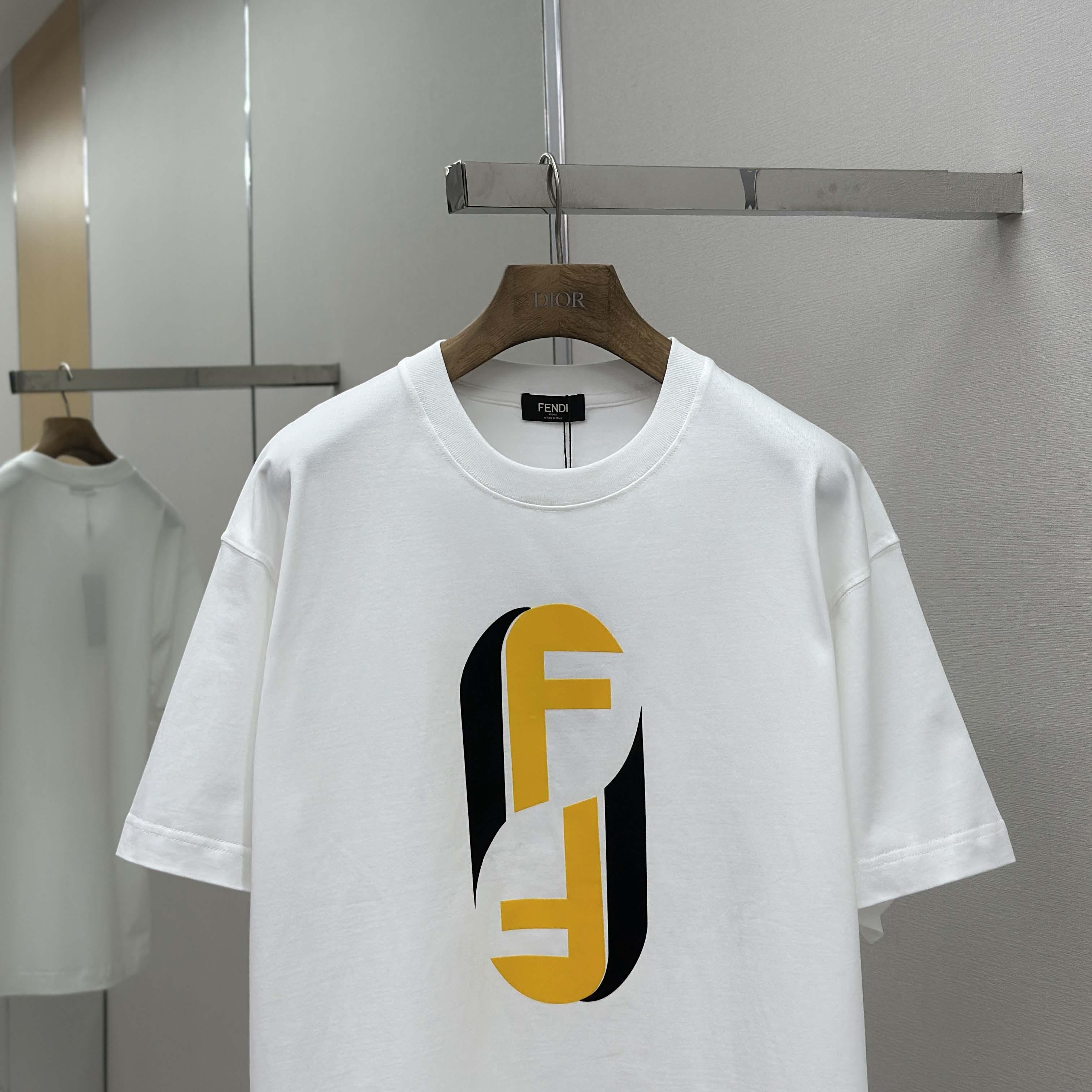 Fendi White Cotton T-shirt - FashionPlug