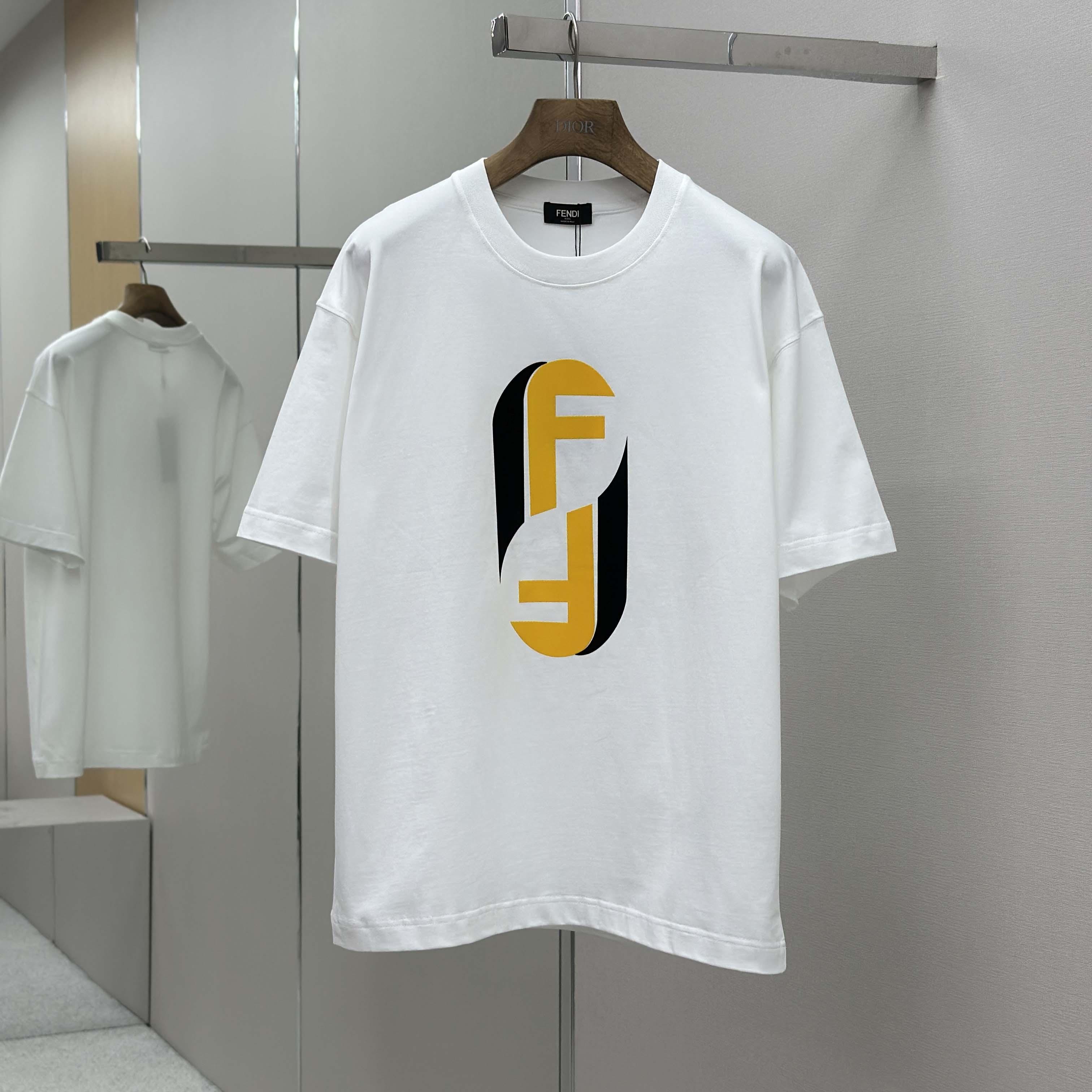 Fendi White Cotton T-shirt - FashionPlug