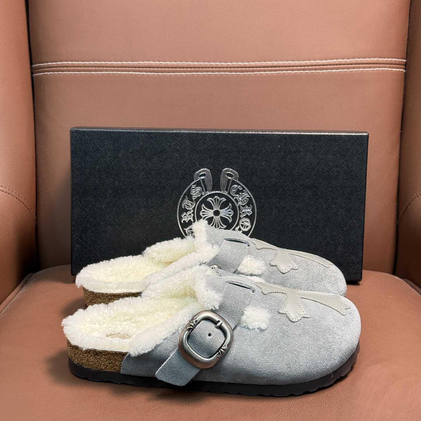 Chrome Hearts Birkenstock Boston Suede Sandals  - FashionPlug