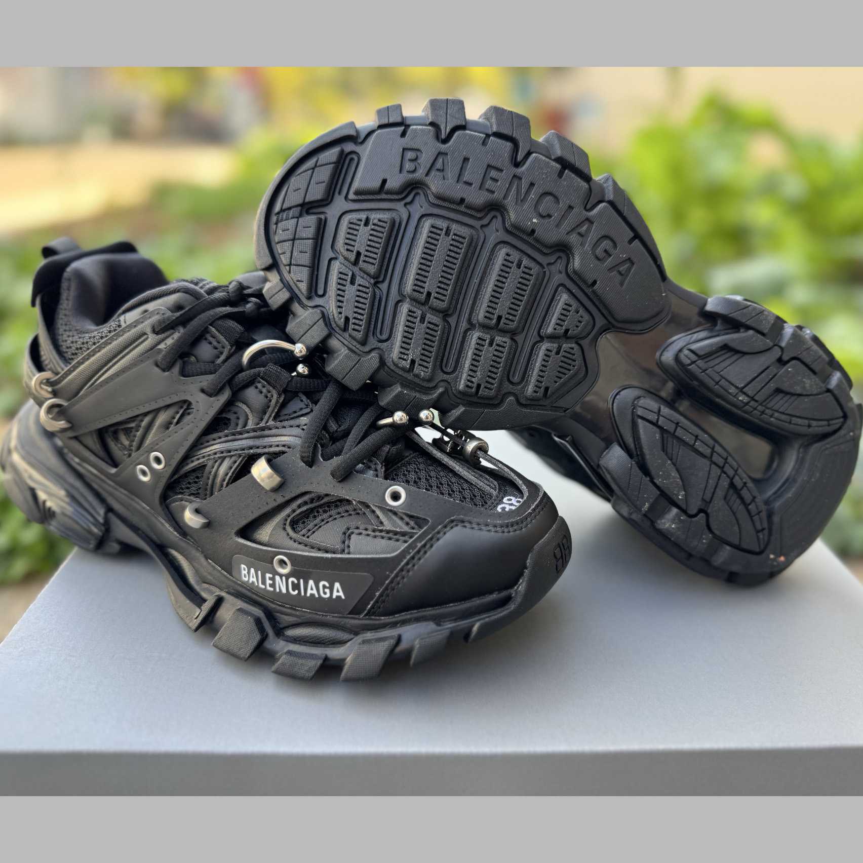 Balenciaga Track piercing Sneaker In Black - FashionPlug