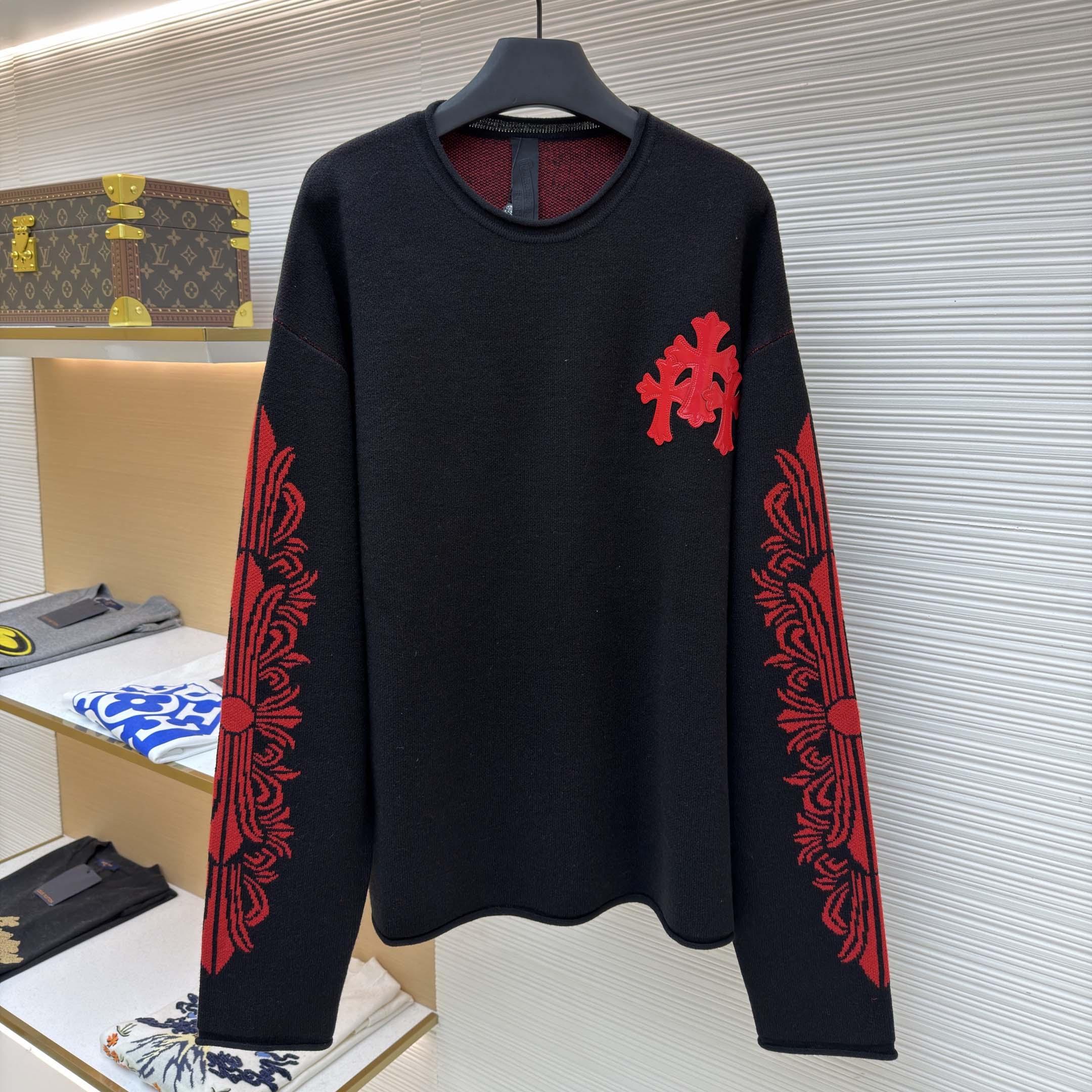 Chrome Hearts Cashmere Cross Patch Sweater  - FashionPlug