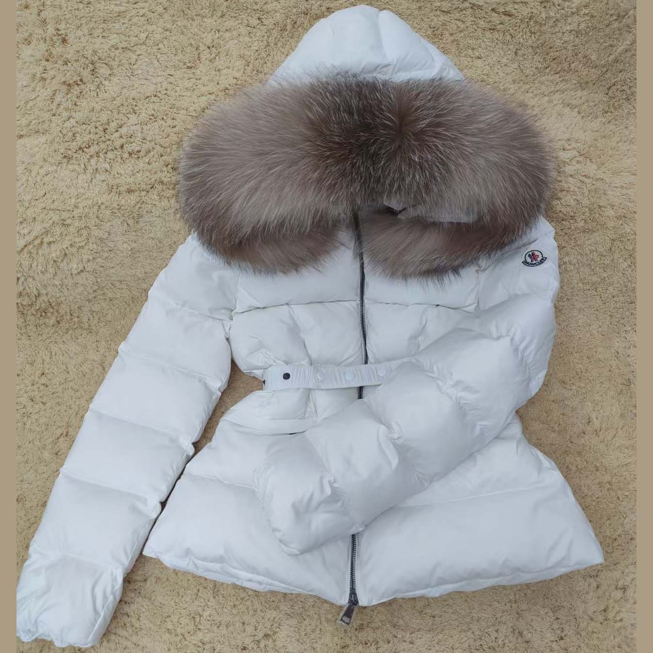 Moncler Boed Hooded Shearling-Trimmed Short Down Jacket - FashionPlug