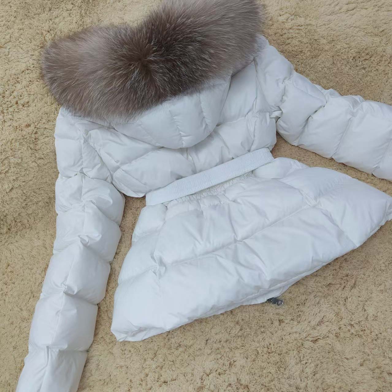 Moncler Boed Hooded Shearling-Trimmed Short Down Jacket - FashionPlug