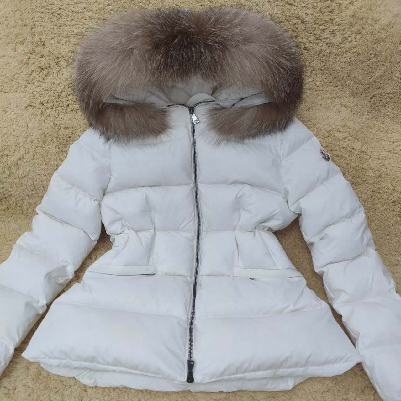 Moncler Boed Hooded Shearling-Trimmed Short Down Jacket - FashionPlug
