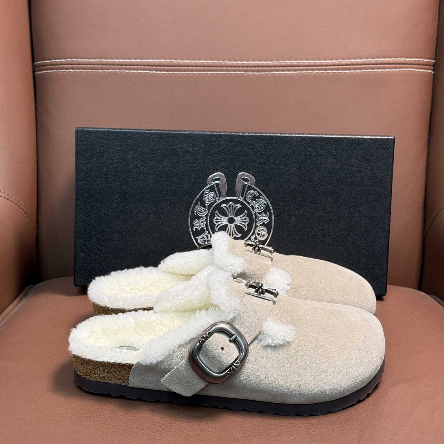 Chrome Hearts Birkenstock Boston Suede Sandals  - FashionPlug