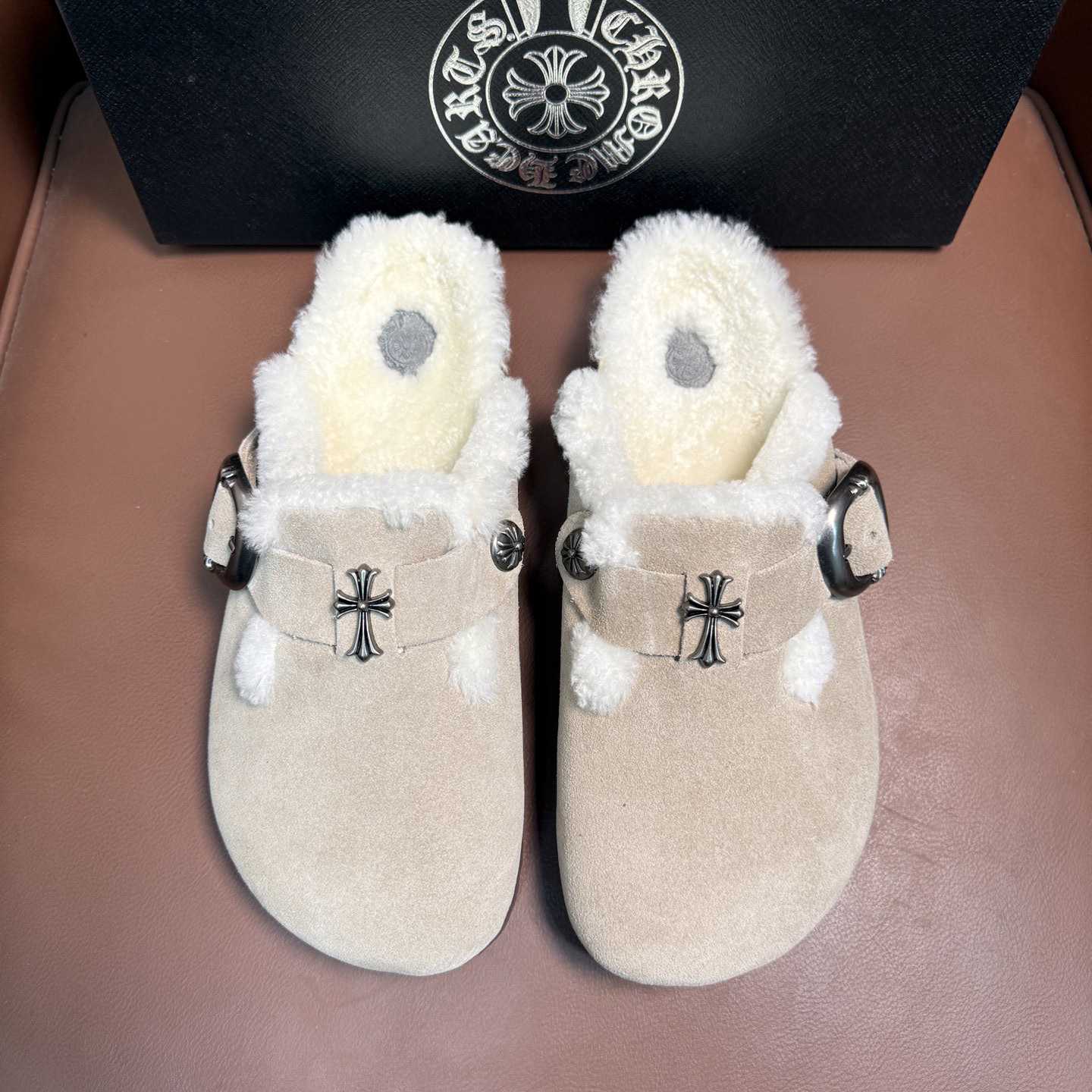 Chrome Hearts Birkenstock Boston Suede Sandals  - FashionPlug