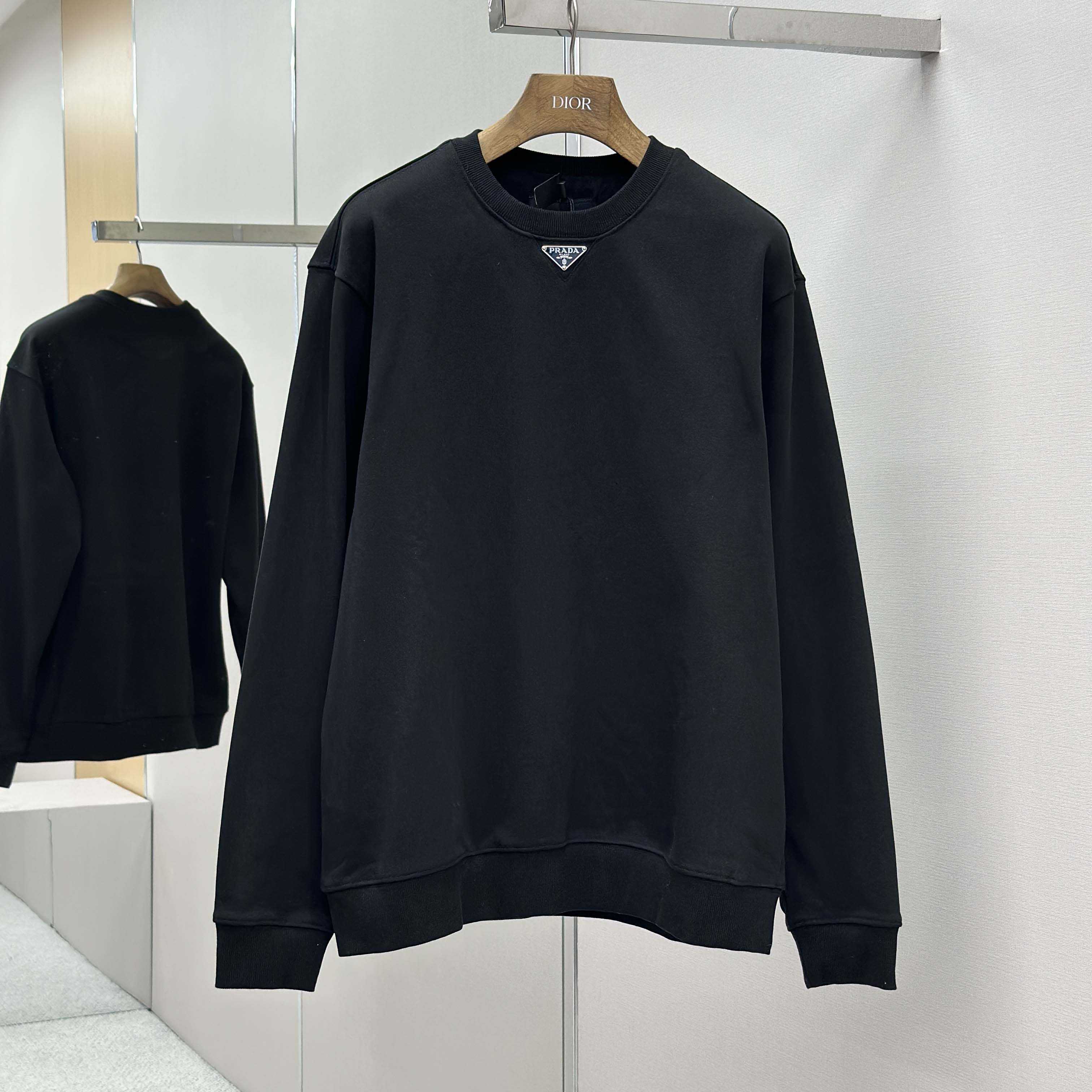 Prada Logo-plaque Technical Cotton Sweatshirt - FashionPlug