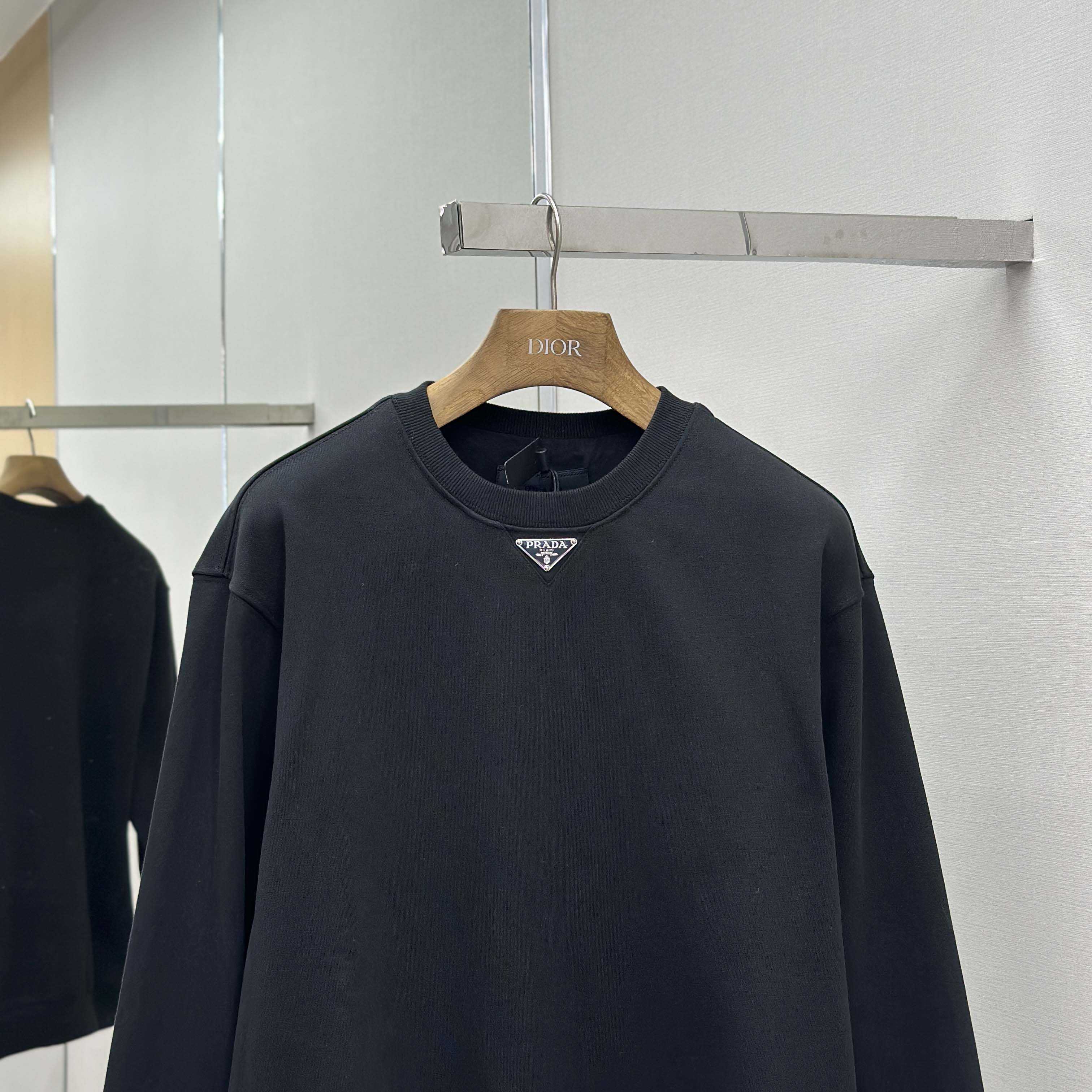 Prada Logo-plaque Technical Cotton Sweatshirt - FashionPlug