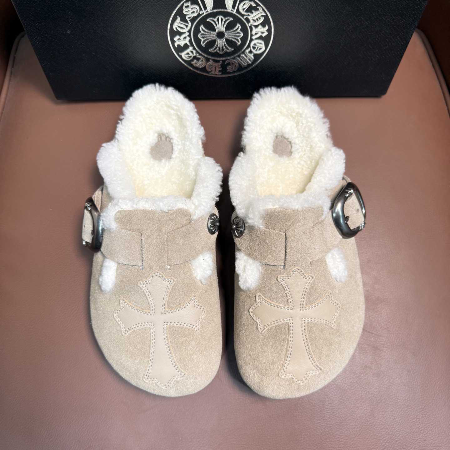 Chrome Hearts Birkenstock Boston Suede Sandals  - FashionPlug