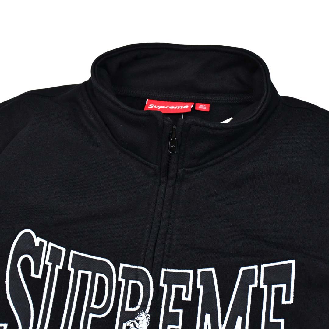 Supreme Crest Appliqué Half Zip Pullover 'Black' - FashionPlug