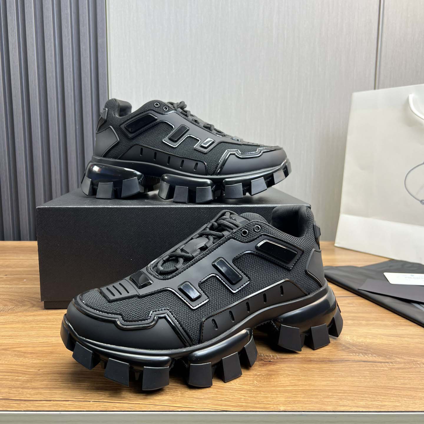 Prada Cloudbust Thunder Knit Fabric Sneakers - FashionPlug