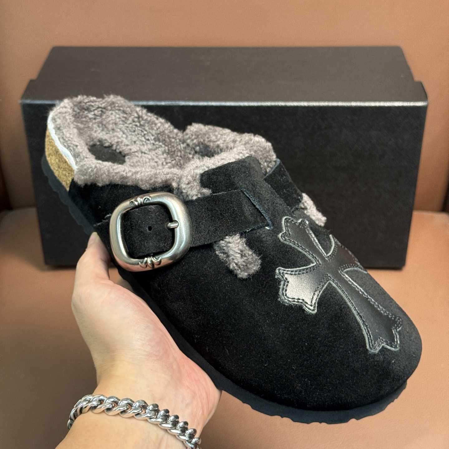 Chrome Hearts Birkenstock Boston Suede Sandals  - FashionPlug