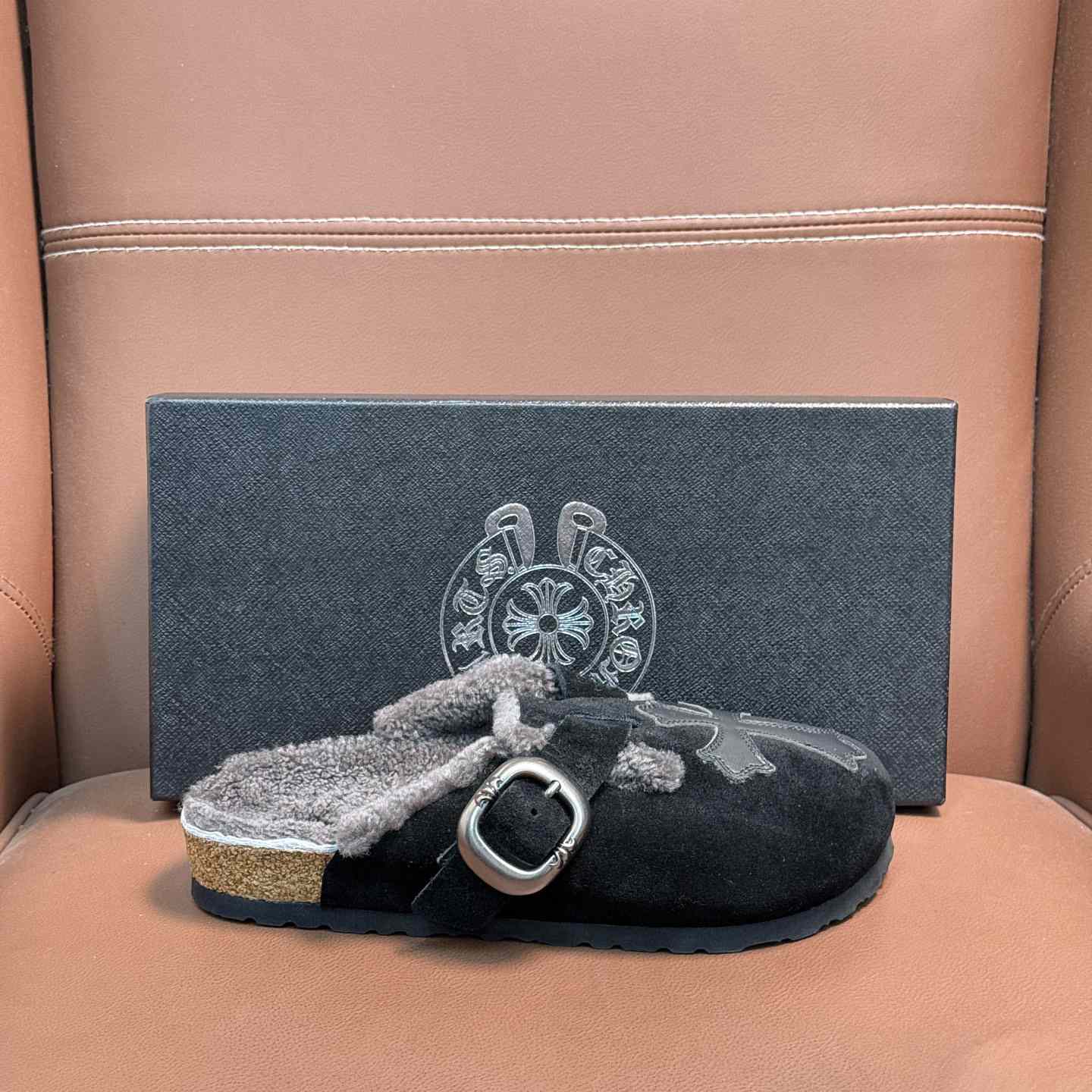 Chrome Hearts Birkenstock Boston Suede Sandals  - FashionPlug