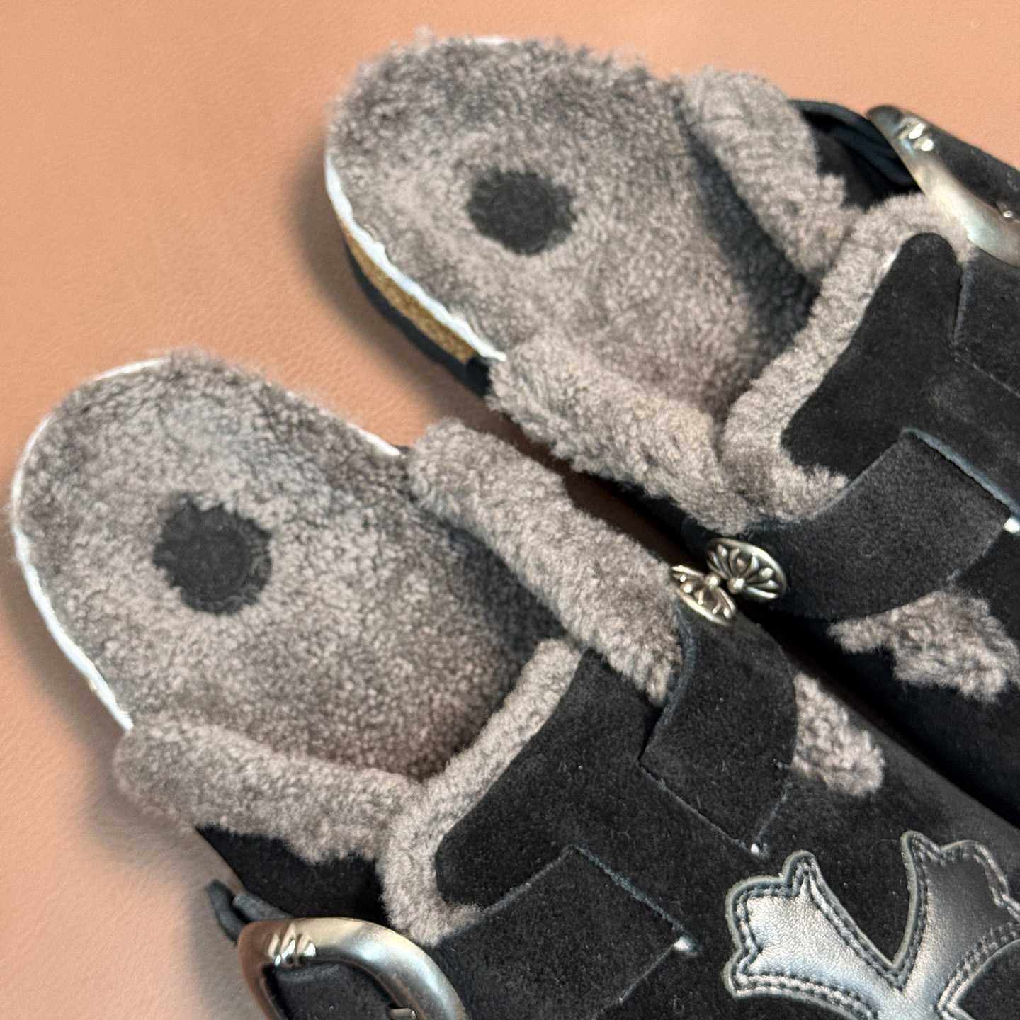 Chrome Hearts Birkenstock Boston Suede Sandals  - FashionPlug