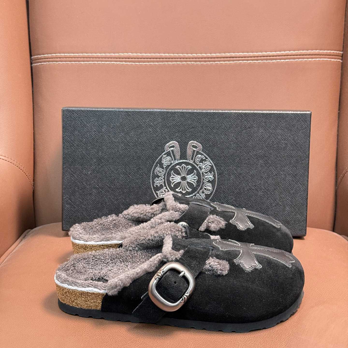 Chrome Hearts Birkenstock Boston Suede Sandals  - FashionPlug