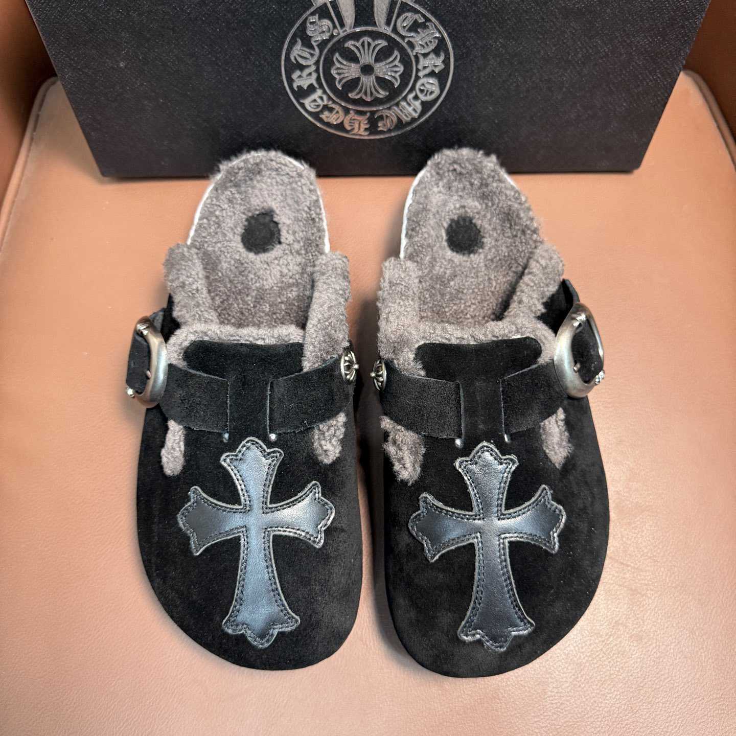 Chrome Hearts Birkenstock Boston Suede Sandals  - FashionPlug