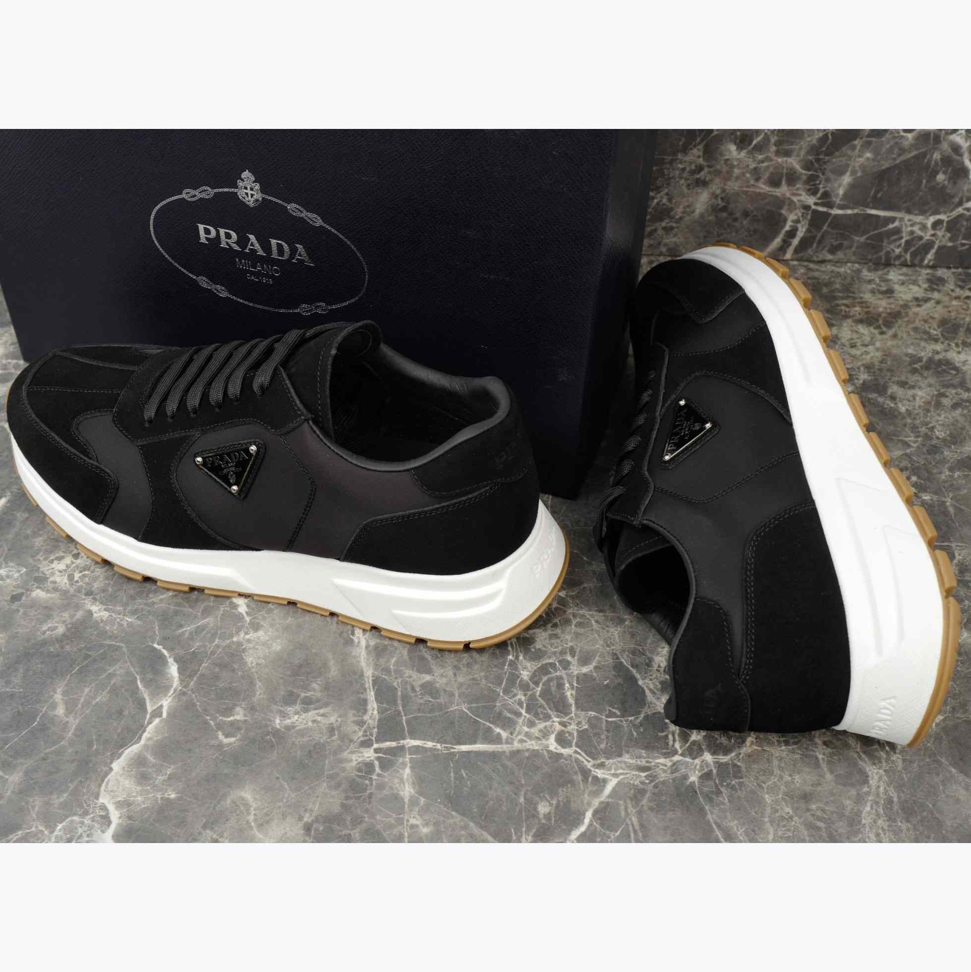 Prada Prax Suede And Re-Nylon Sneakers - FashionPlug