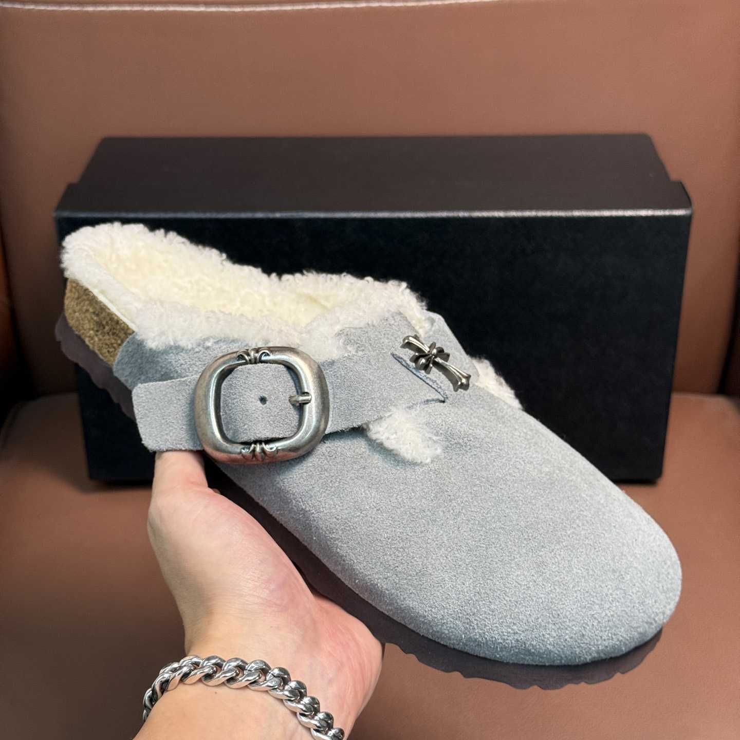 Chrome Hearts Birkenstock Boston Suede Sandals  - FashionPlug
