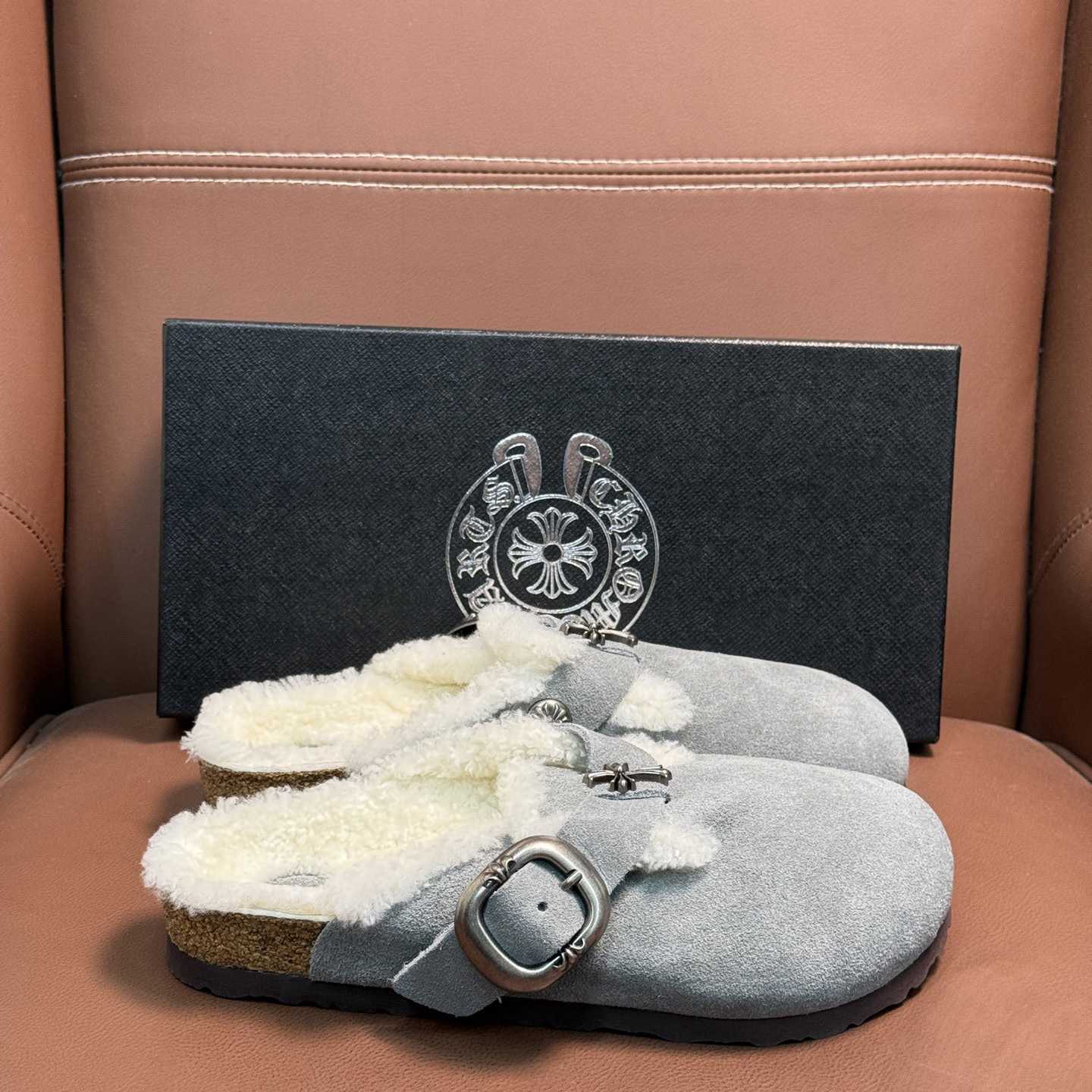 Chrome Hearts Birkenstock Boston Suede Sandals  - FashionPlug