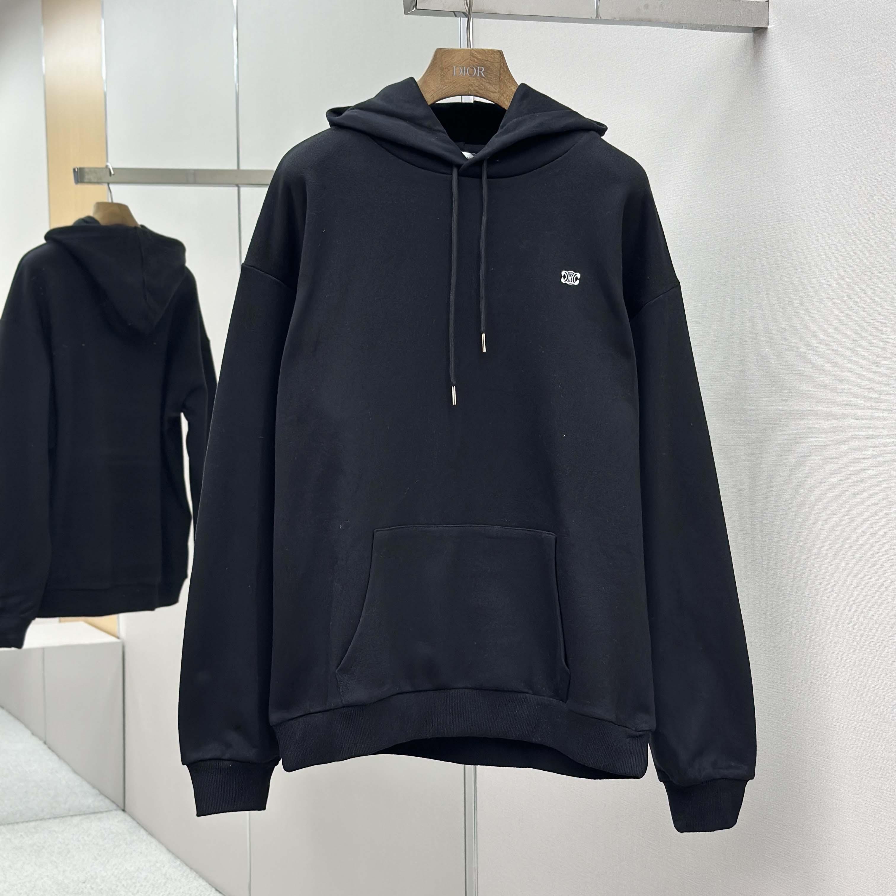 Celine Triomphe Loose Hoodie In Cashmere Cotton - FashionPlug